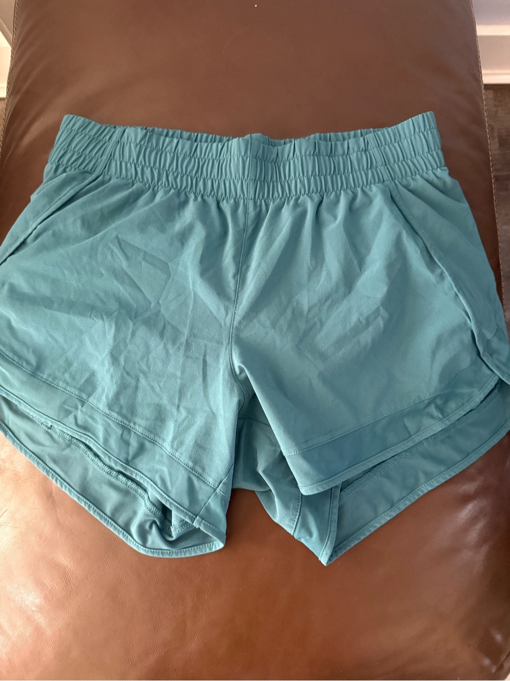 Athleta Teal Layered Split-Hem Athletic Shorts